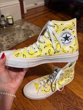 Converse All Star High Top Sneakers Hand-Painted Banana Print